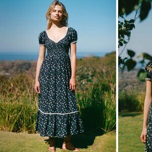 Christy Dawn Matilde Dress Noir Poppies Petite XS